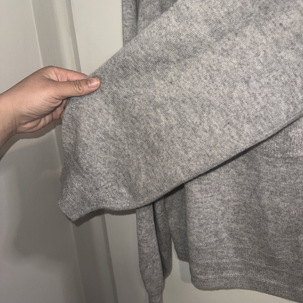 27 Miles Malibu Gray 100% Cashmere Peace Sign Intarsia Crewneck Sweater Large - Picture 12 of 13